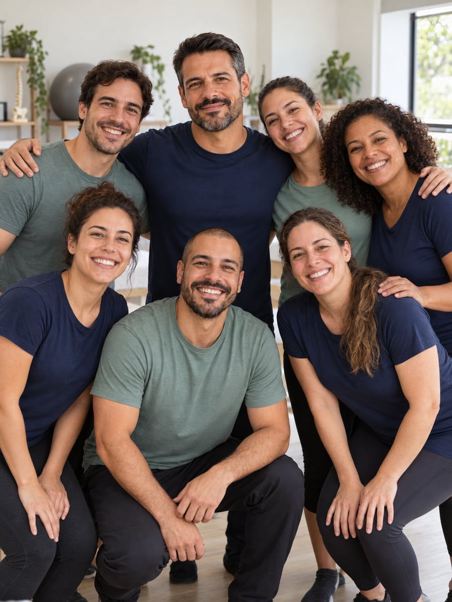 Aluno fazendo avaliação postural em dupla na sala de aula